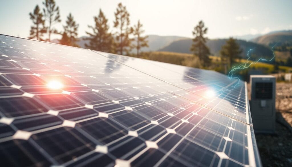 Photovoltaic cells converting sunlight to electricity