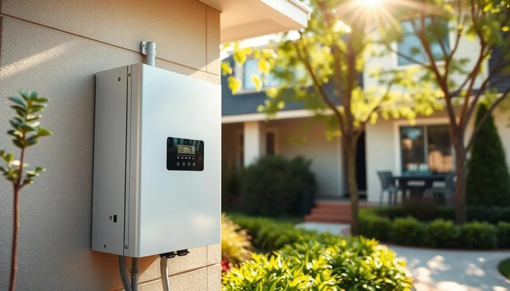 A modern, well-lit interior with sleek, minimalist furniture. In the foreground, a desk with a laptop, financial documents, and a piggy bank, representing financing and budgeting. In the middle ground, various energy storage devices, such as batteries and power banks, showcasing the technical aspects. The background features large windows overlooking a cityscape, with warm, diffused lighting, creating a sense of energy efficiency and sustainability. The overall mood is one of professionalism, innovation, and a focus on the future of renewable energy storage solutions.