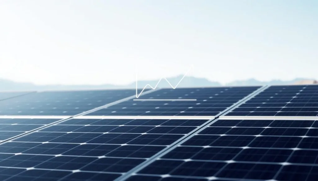A solar panel in a state of gradual degradation, its once-pristine surface now marred by weathering and time. The foreground depicts the panel's surface, with cracked and discolored cells, hinting at a loss of efficiency. The middle ground showcases the panel's frame, rusting and weathered, a testament to the harsh elements it has endured. The background is a hazy, overcast sky, casting a somber, melancholic mood over the scene, underscoring the inevitable march of time. Soft, diffused lighting illuminates the panel, emphasizing the delicate balance between technology and nature. A low, three-quarter angle captures the panel's diminished stature, a subtle commentary on the importance of protective measures to maintain optimal solar output over the years.
