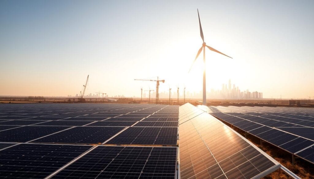 Infographic comparing renewable and nonrenewable energy production and environmental impacts